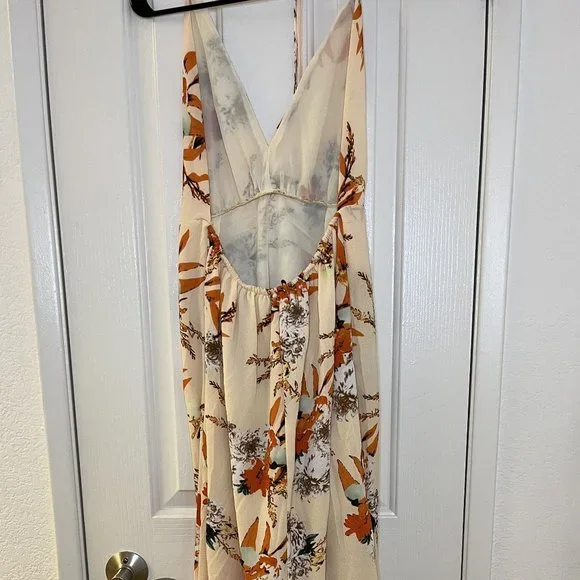 NWOT BerryGo Women's Sexy Deep V Neck Backless Floral Print Split Maxi Dress - Picture 10 of 13